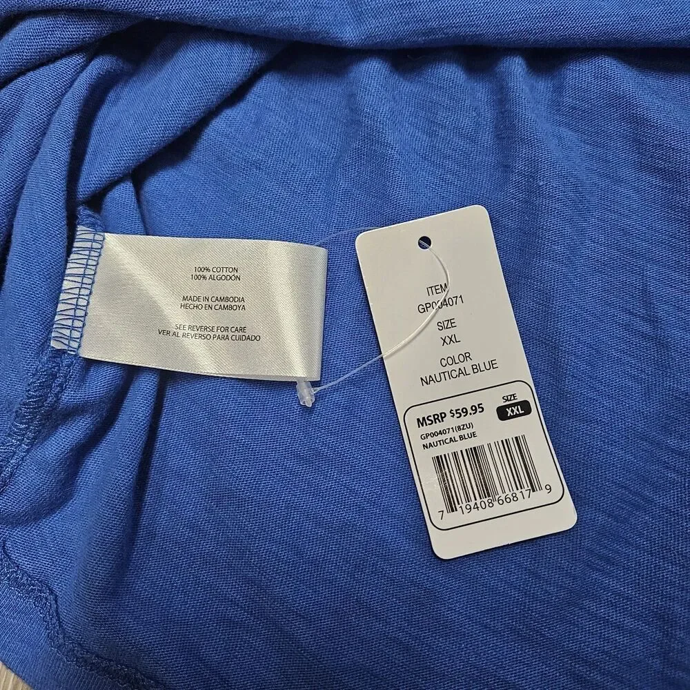 Gap Tiered Short Sleeve Crew Neck Babydoll Mini Dress Nautical Blue Women's XXL